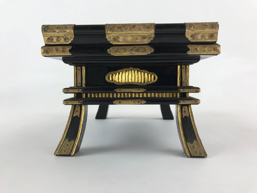 Antique Japanese Buddhist Altar Fitting Lacquered Kyozukue Offering Table BU995
