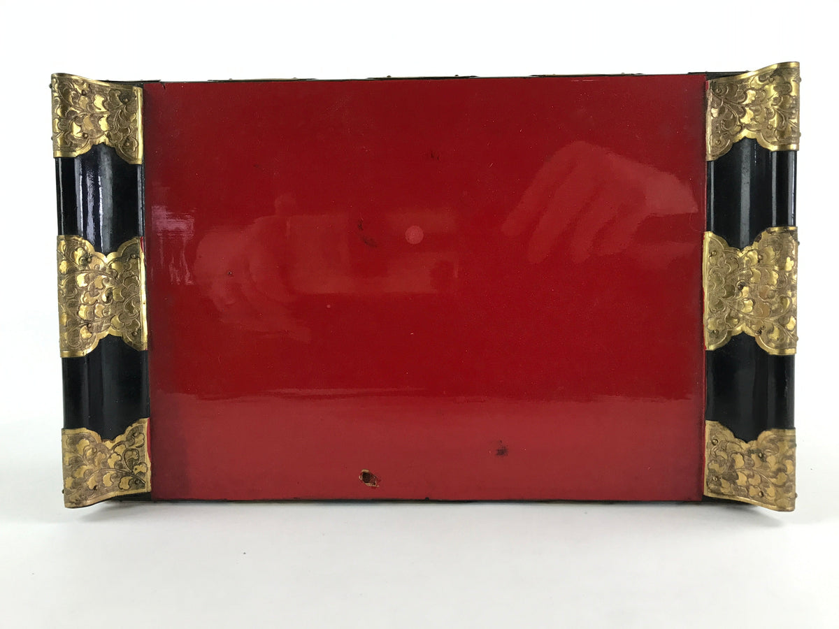 Antique Japanese Buddhist Altar Fitting Lacquered Kyozukue Offering Table BU995