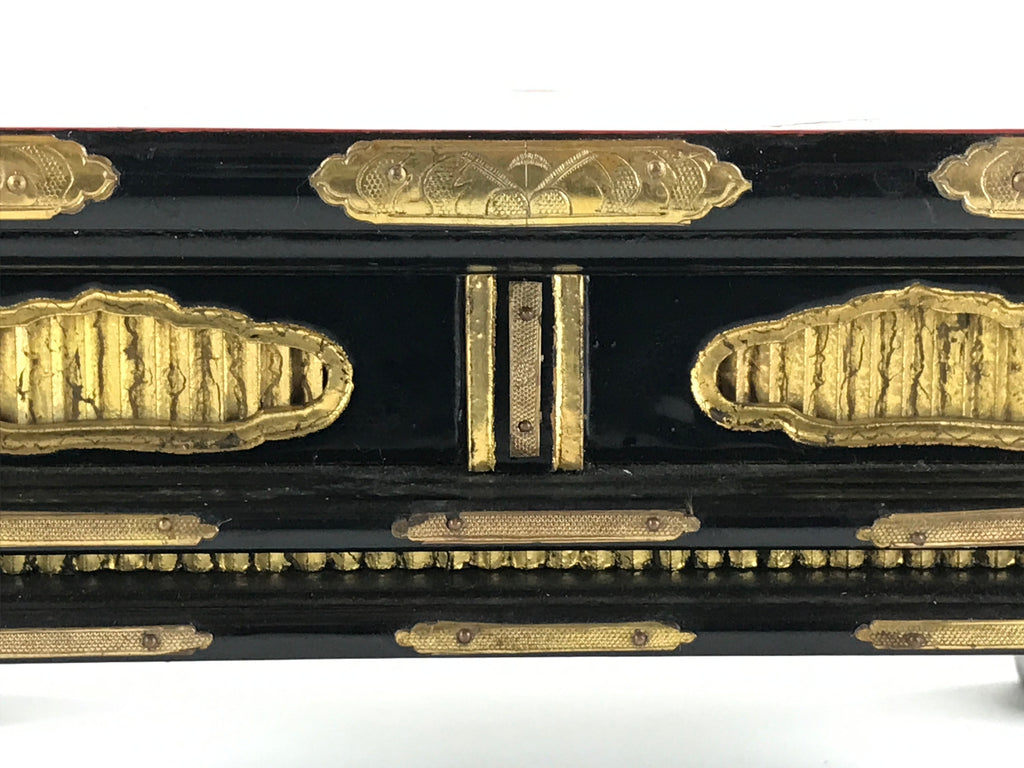 Antique Japanese Buddhist Altar Fitting Lacquered Kyozukue Offering Table BU995
