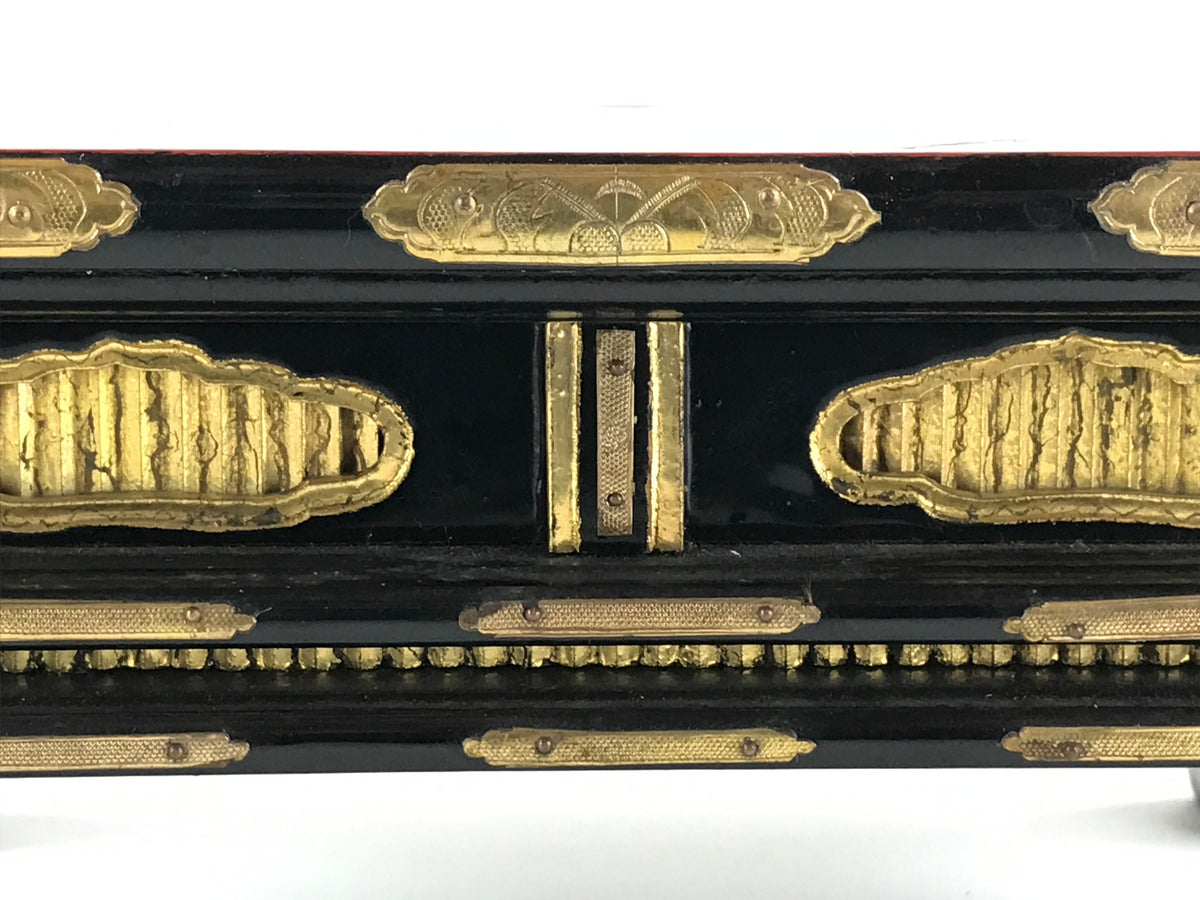 Antique Japanese Buddhist Altar Fitting Lacquered Kyozukue Offering Table BU995