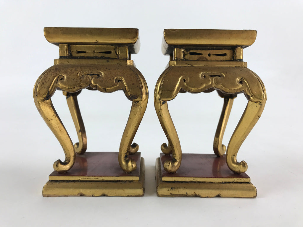 Antique Japanese Buddhist Altar Fitting Offering Stand Butsugu Set Gold BU991