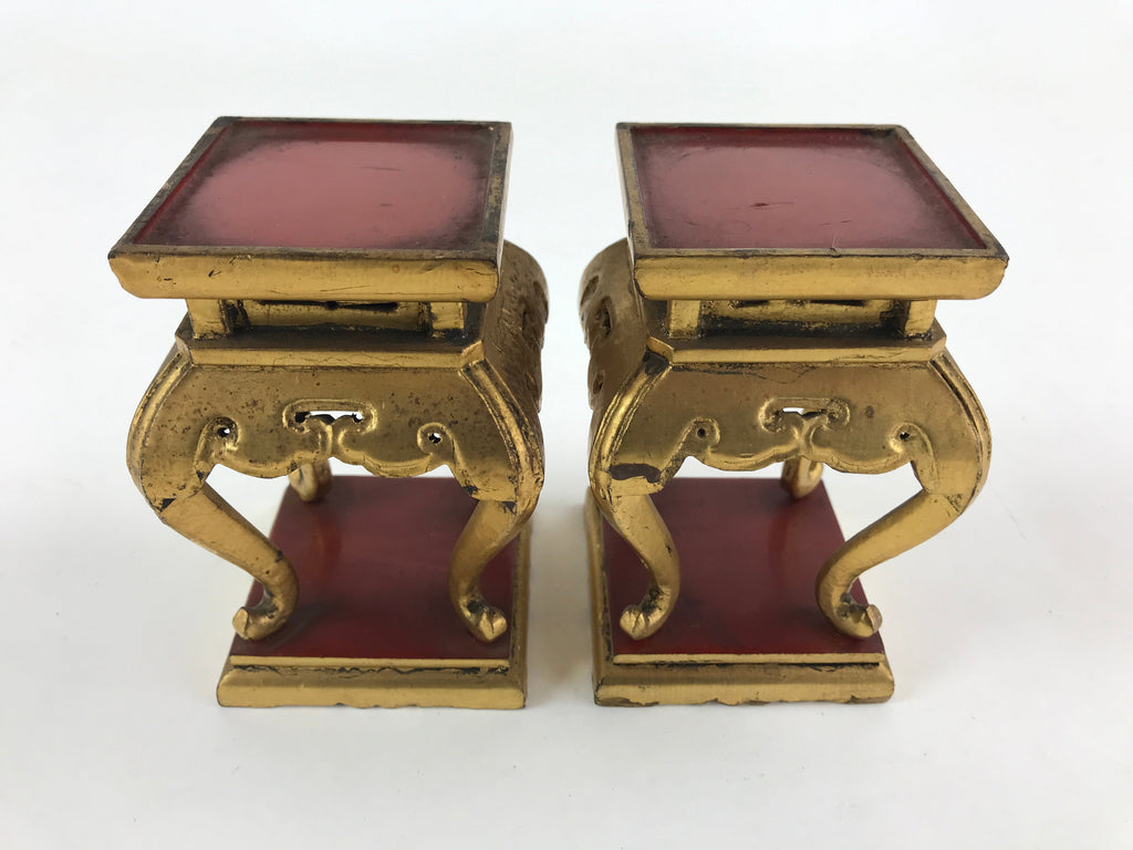 Antique Japanese Buddhist Altar Fitting Offering Stand Butsugu Set Gold BU991