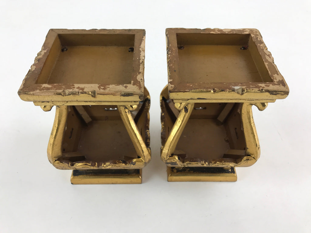 Antique Japanese Buddhist Altar Fitting Offering Stand Butsugu Set Gold BU991