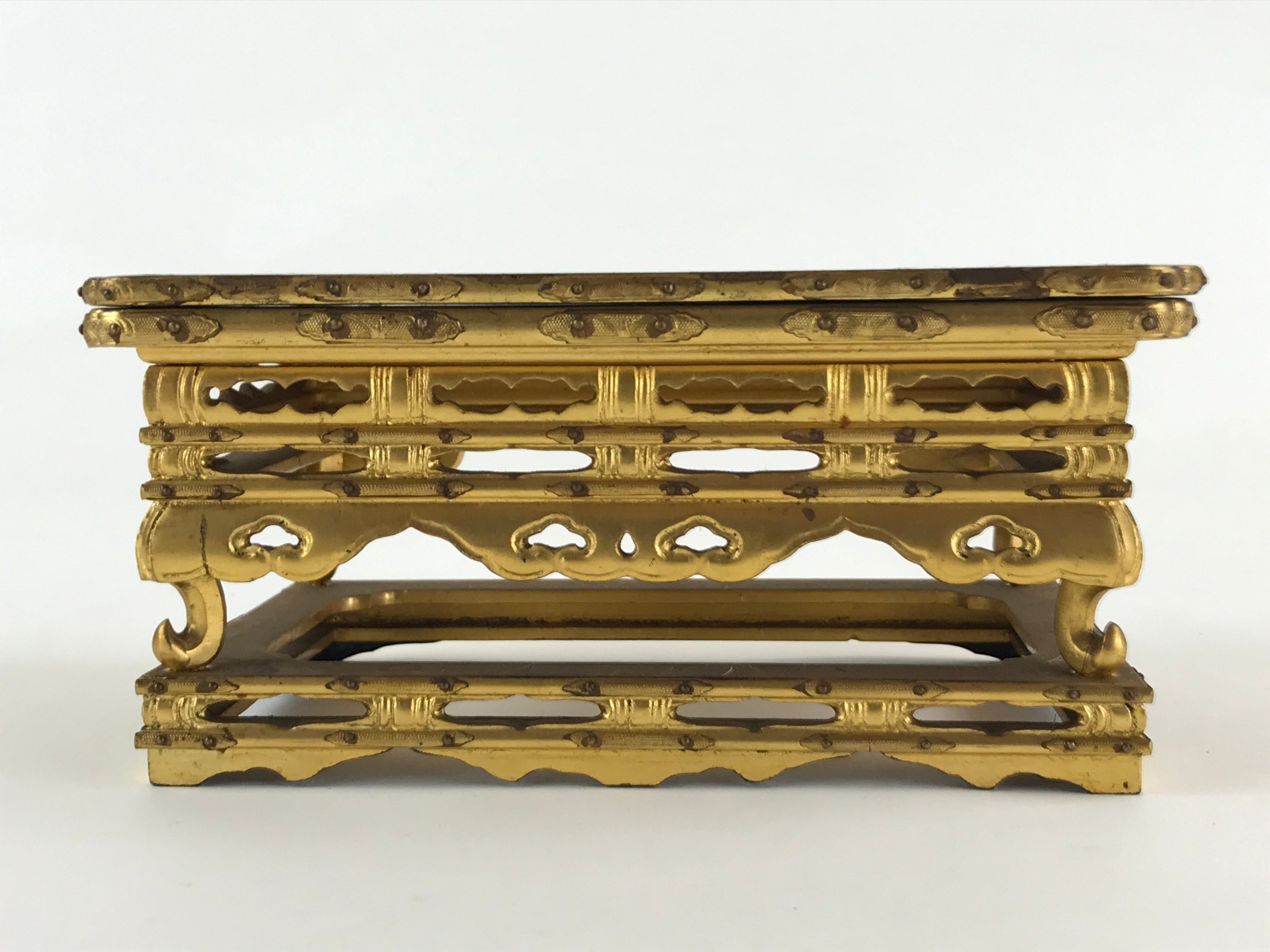 Antique Japanese Buddhist Altar Fitting Offering Table Maejyoku Uwajyoku BU993