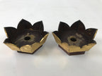 Antique Japanese Buddhist Altar Fitting Wood Kuge Offering Stand 2pc Gold BA525