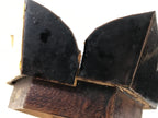Antique Japanese Buddhist Altar Fitting Wood Kuge Offering Stand 2pc Gold BA525