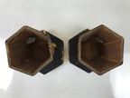 Antique Japanese Buddhist Altar Fitting Wood Kuge Offering Stand 2pc Gold BA525