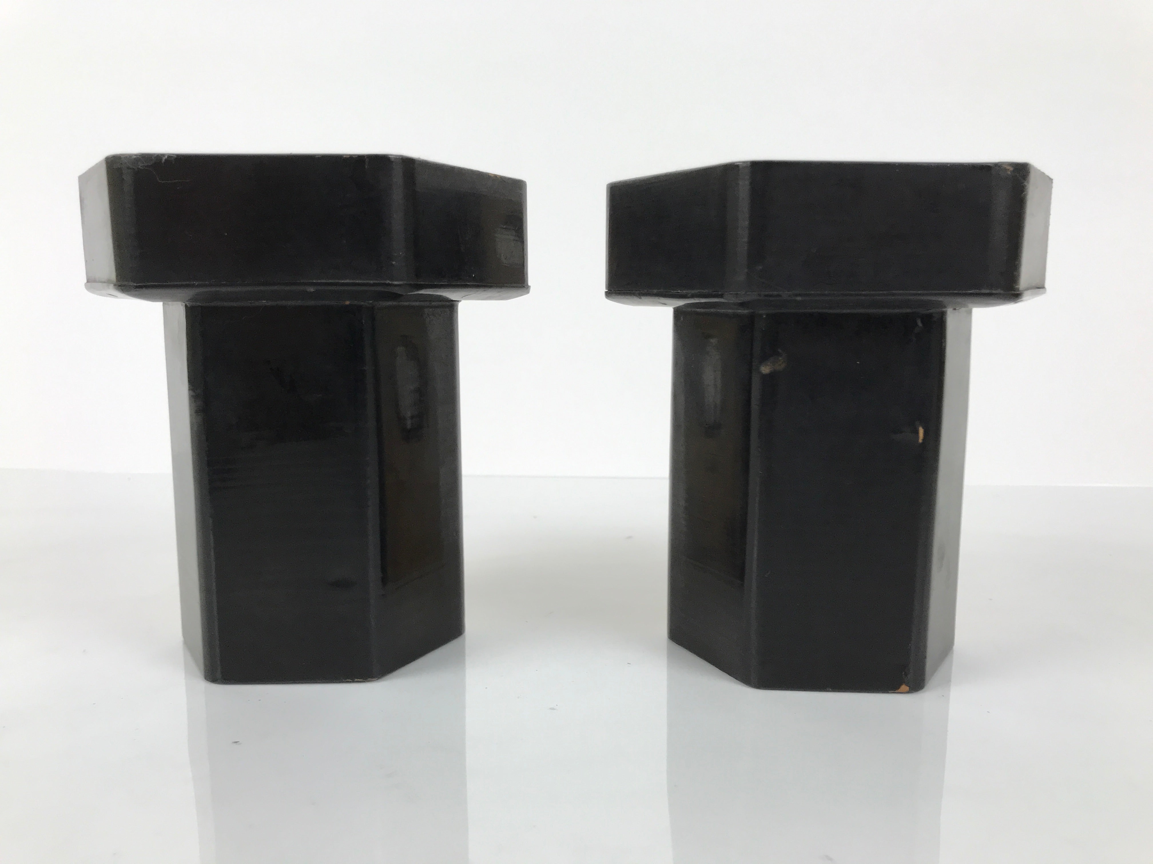 Antique Japanese Buddhist Altar Fitting Wooden Kuge Offering Stand 2pc Box BA816