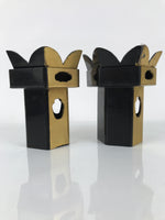 Antique Japanese Buddhist Altar Fitting Wooden Kuge Offering Stand 2pc Box BA817