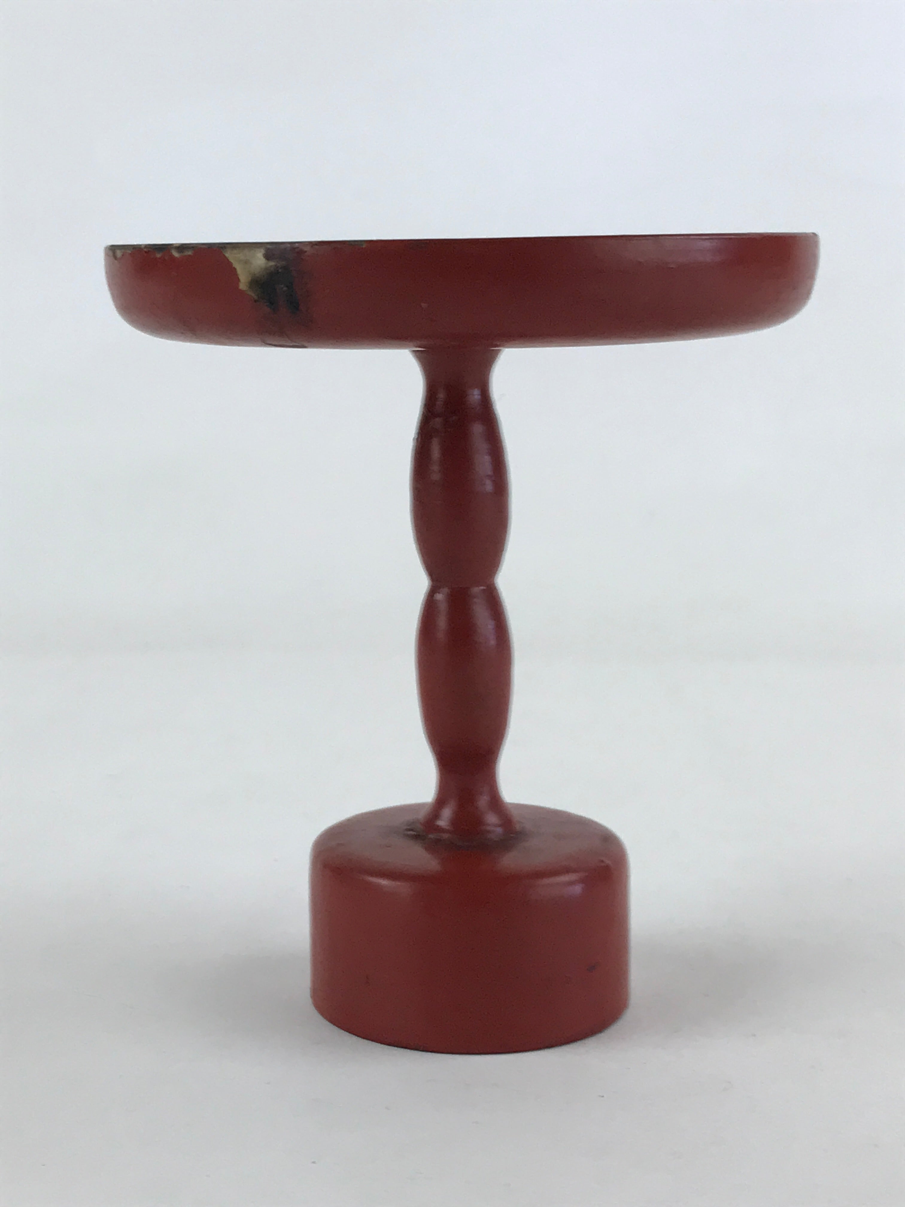 Antique Japanese Buddhist Altar Fitting Wooden Lacquered Offering Stand Red BA71