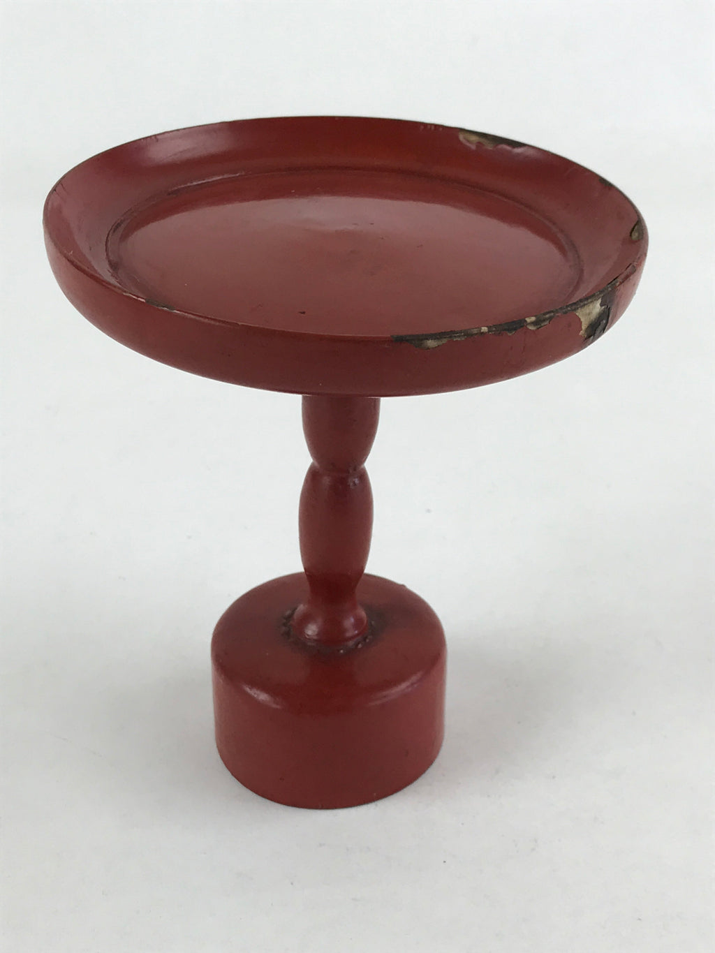 Antique Japanese Buddhist Altar Fitting Wooden Lacquered Offering Stand Red BA71