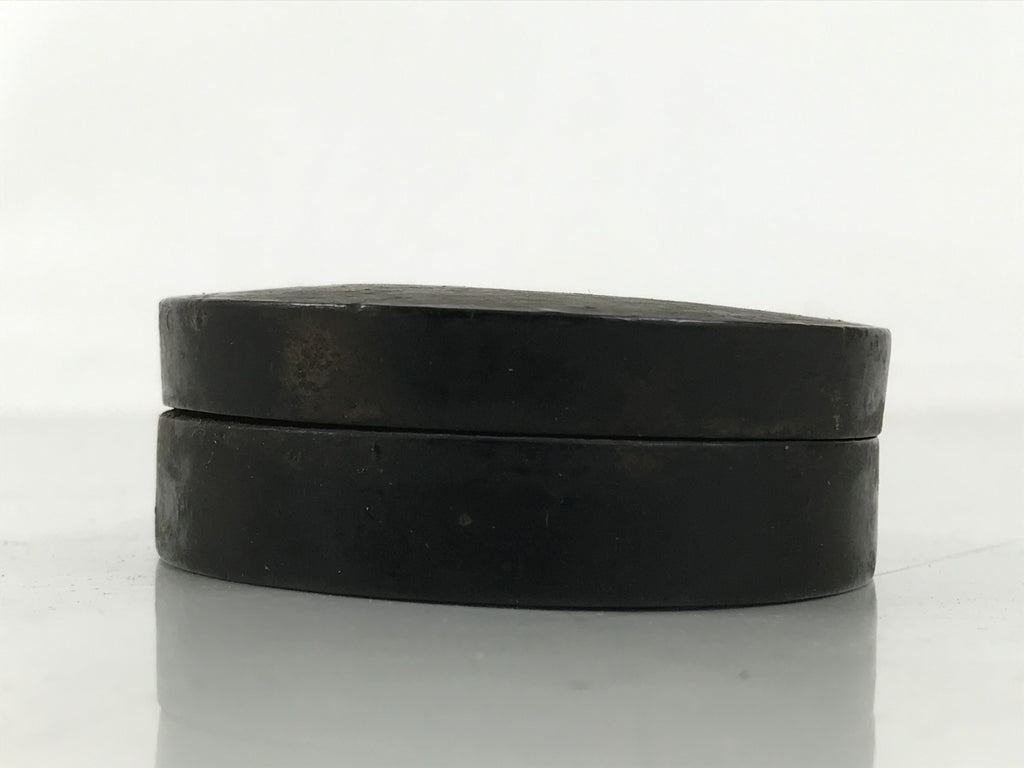 Antique Japanese Buddhist Altar Lacquer Wood Incense Container Kogo Black BA640
