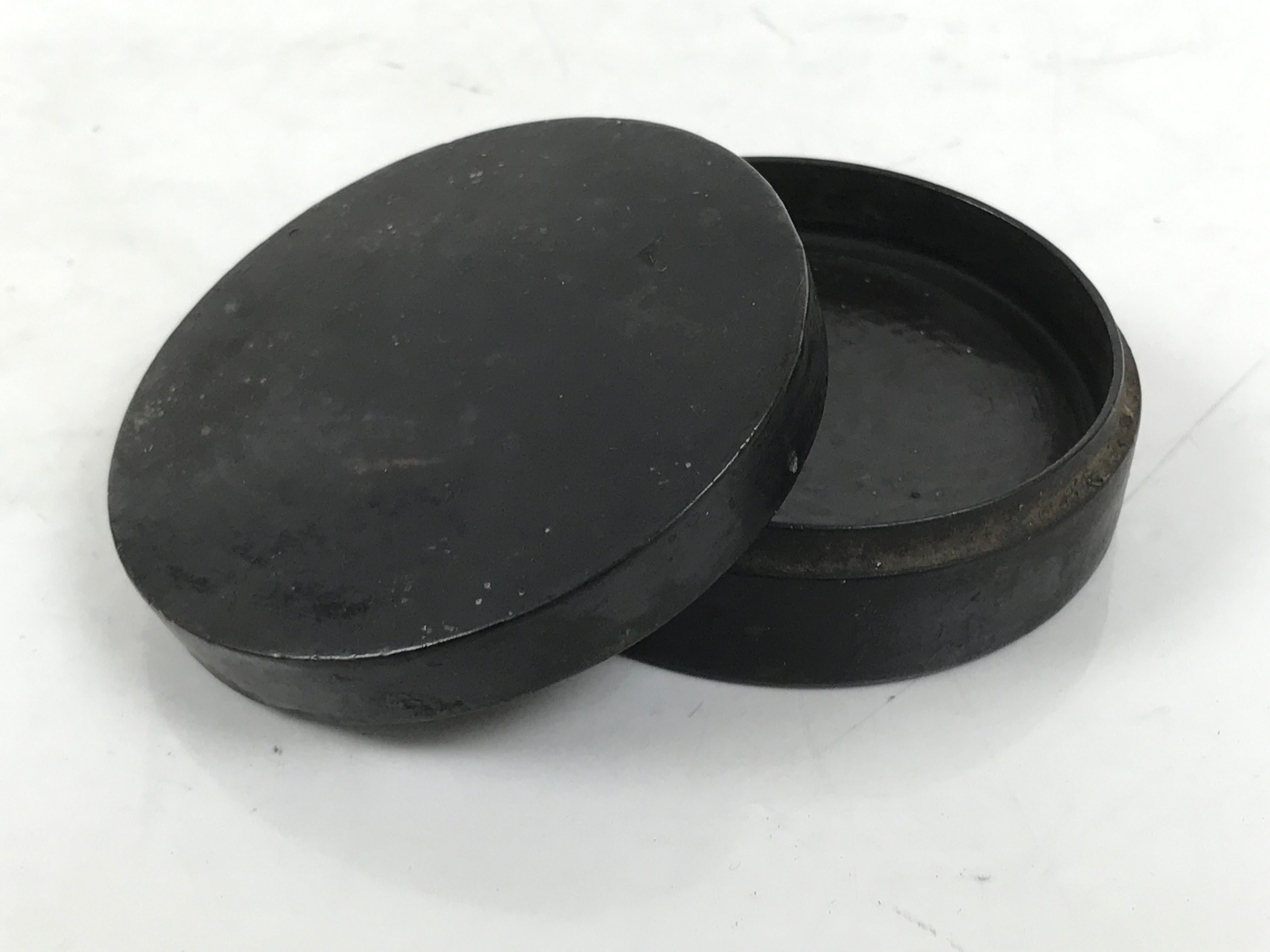 Antique Japanese Buddhist Altar Lacquer Wood Incense Container Kogo Black BA640