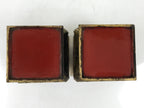 Antique Japanese Buddhist Altar Lacquer Wood Offering Stand 2pc Bukki Gold BA523