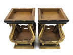 Antique Japanese Buddhist Altar Lacquer Wood Offering Stand 2pc Bukki Gold BA523
