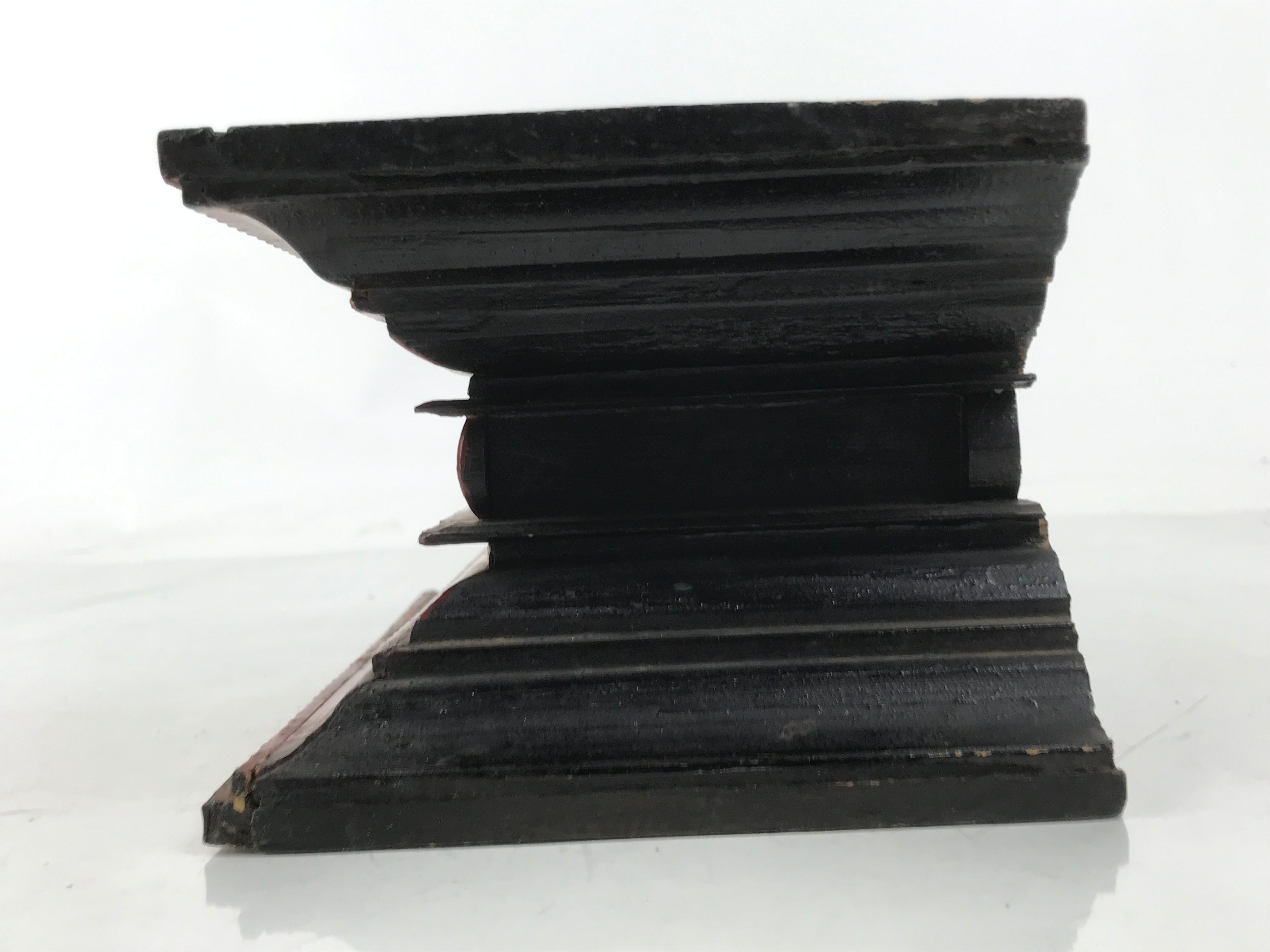 Antique Japanese Buddhist Altar Lacquer Wood Shumidan Butsudan Part Red BA673