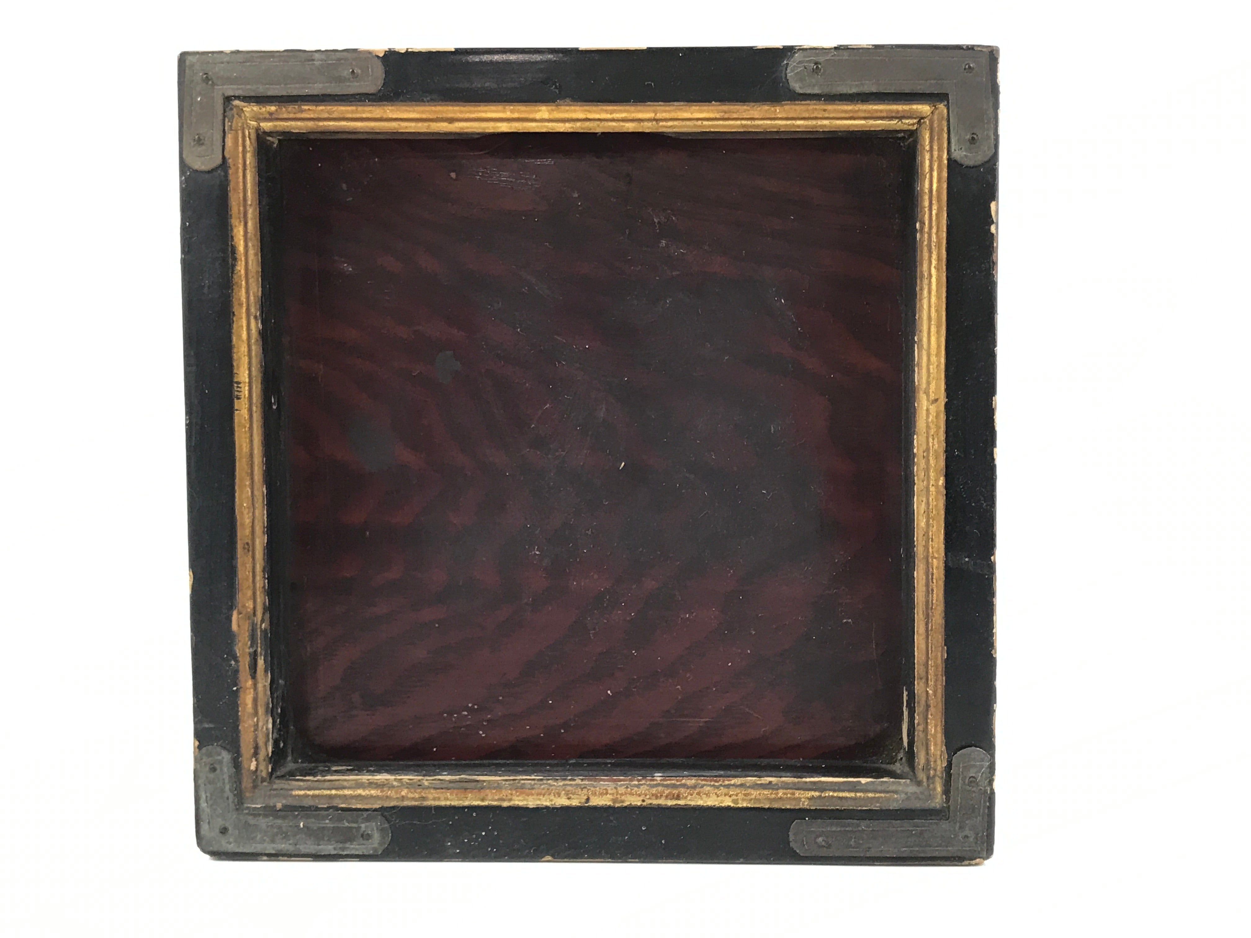 Antique Japanese Buddhist Altar Lacquered Drawer Brown Box Rectangle BA815