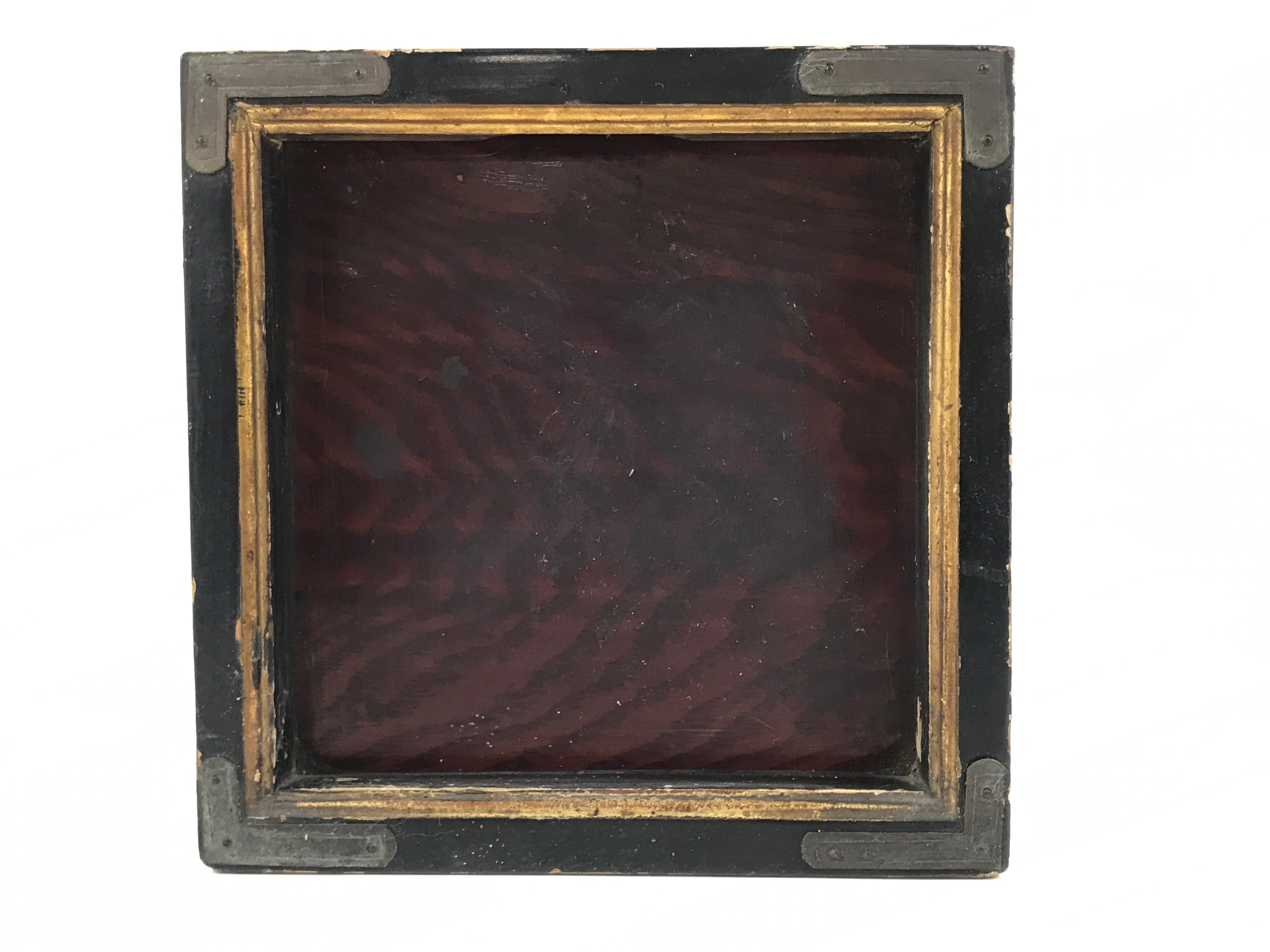 Antique Japanese Buddhist Altar Lacquered Drawer Brown Box Rectangle BA815