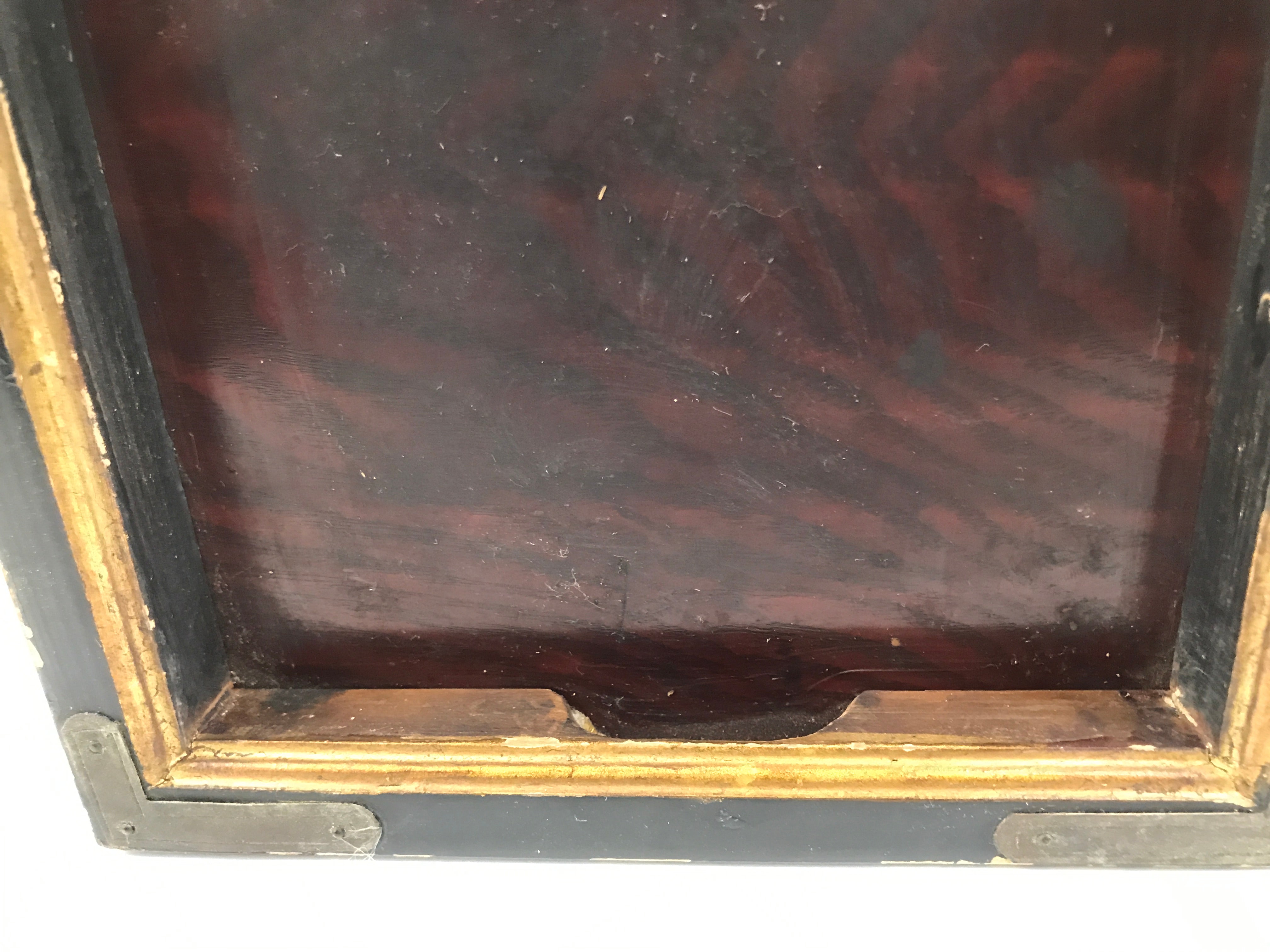 Antique Japanese Buddhist Altar Lacquered Drawer Brown Box Rectangle BA815