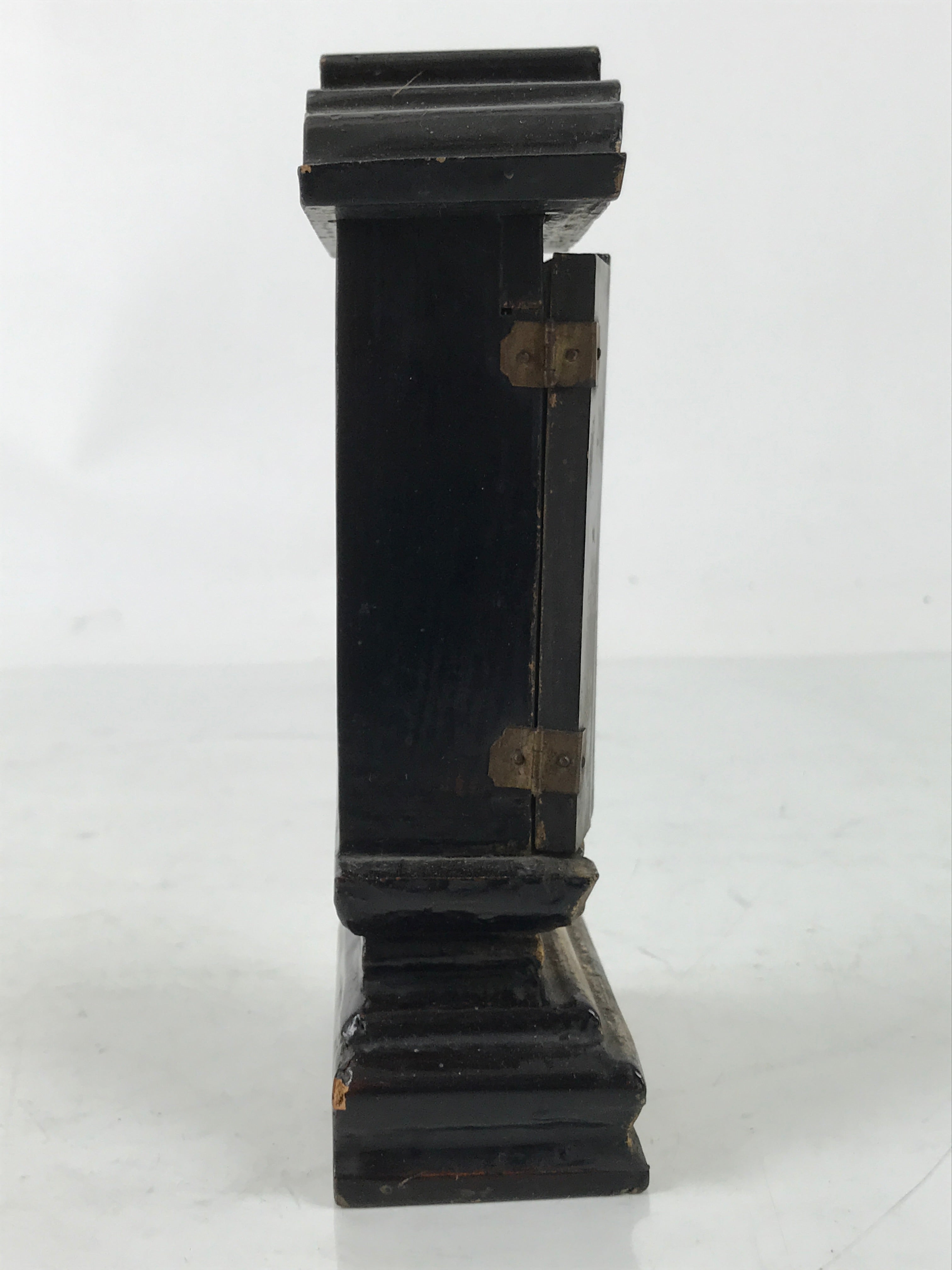 Antique Japanese Buddhist Altar Mortuary Tablet Lacquer Wood Black Gold BA526