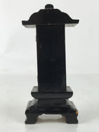 Antique Japanese Buddhist Altar Mortuary Tablet Lacquer Wood Black Gold BA526