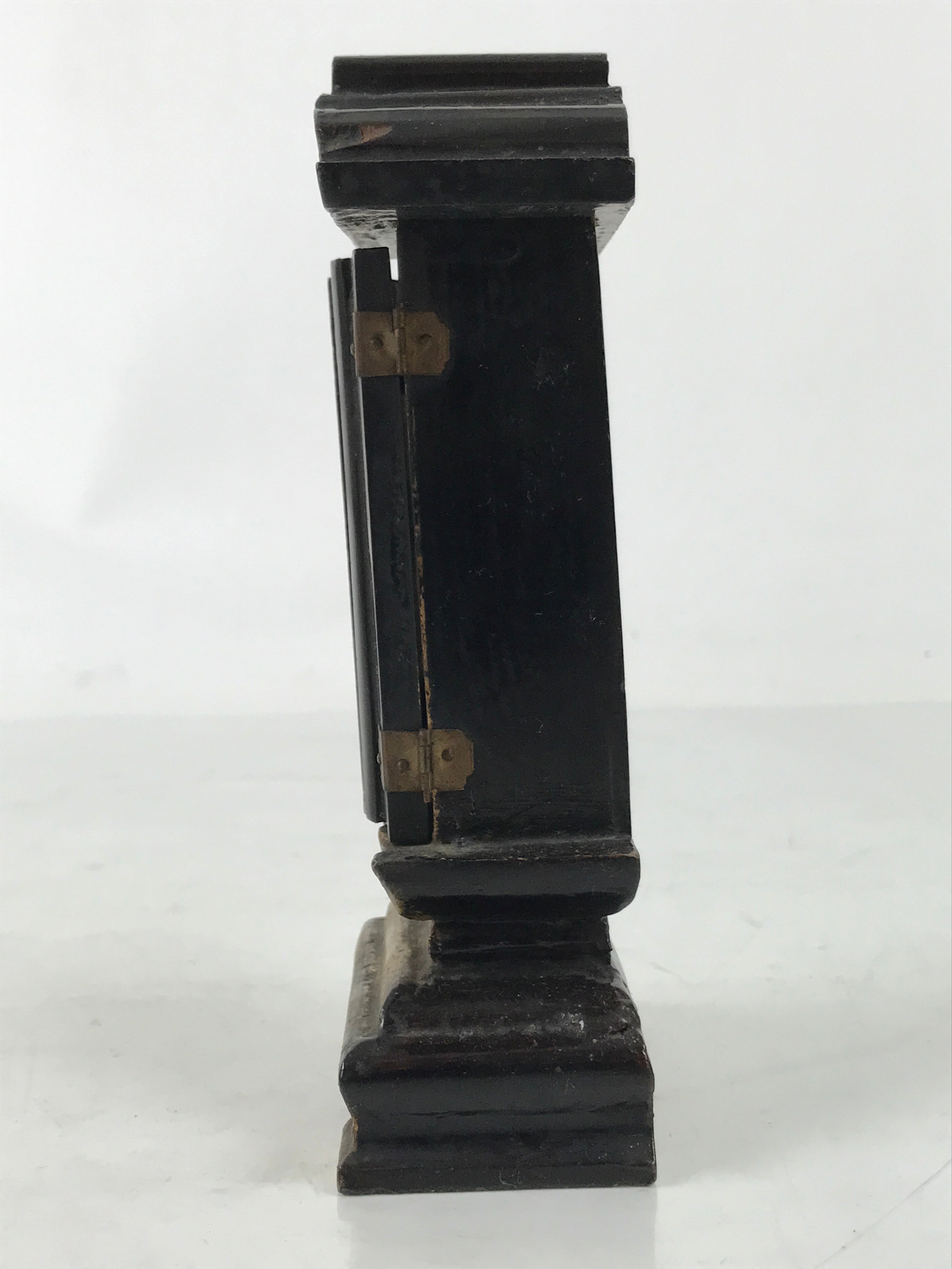 Antique Japanese Buddhist Altar Mortuary Tablet Lacquer Wood Black Gold BA526
