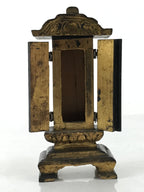 Antique Japanese Buddhist Altar Mortuary Tablet Lacquer Wood Black Gold BA526