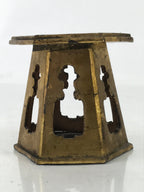 Antique Japanese Buddhist Altar Offering Cup Stand Bukki Butsugu Gold Red BA524