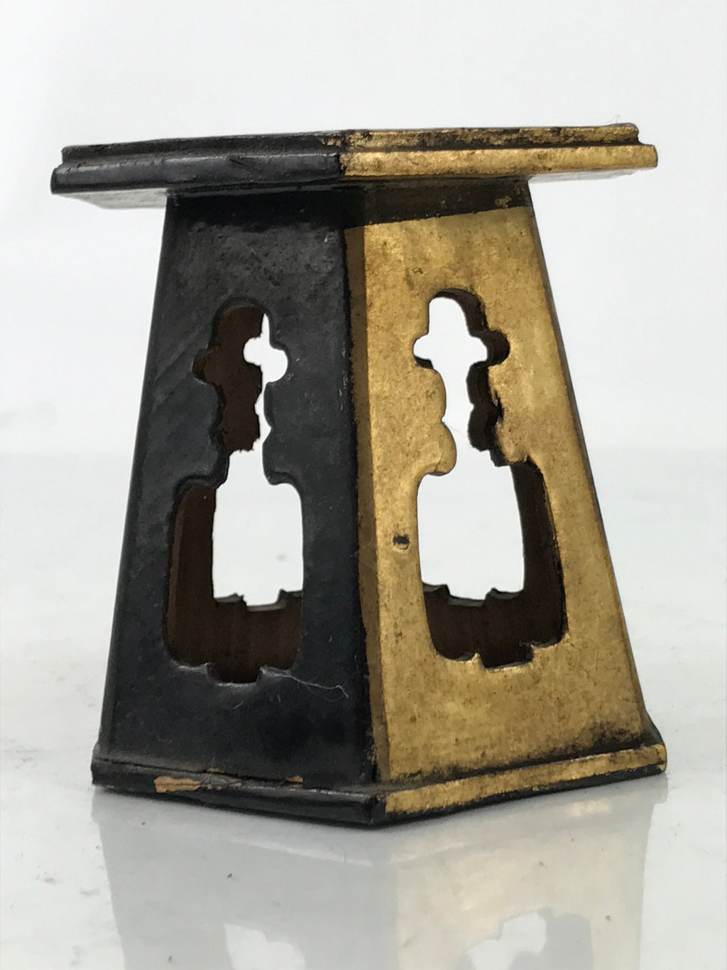 Antique Japanese Buddhist Altar Offering Cup Stand Bukki Butsugu Gold Red BA524
