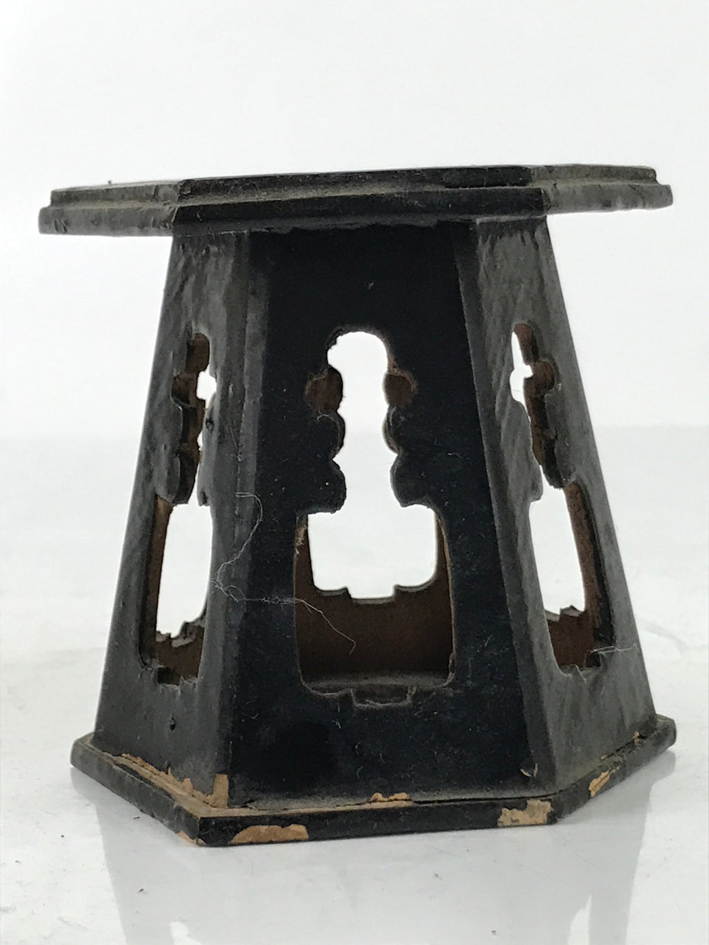 Antique Japanese Buddhist Altar Offering Cup Stand Bukki Butsugu Gold Red BA524