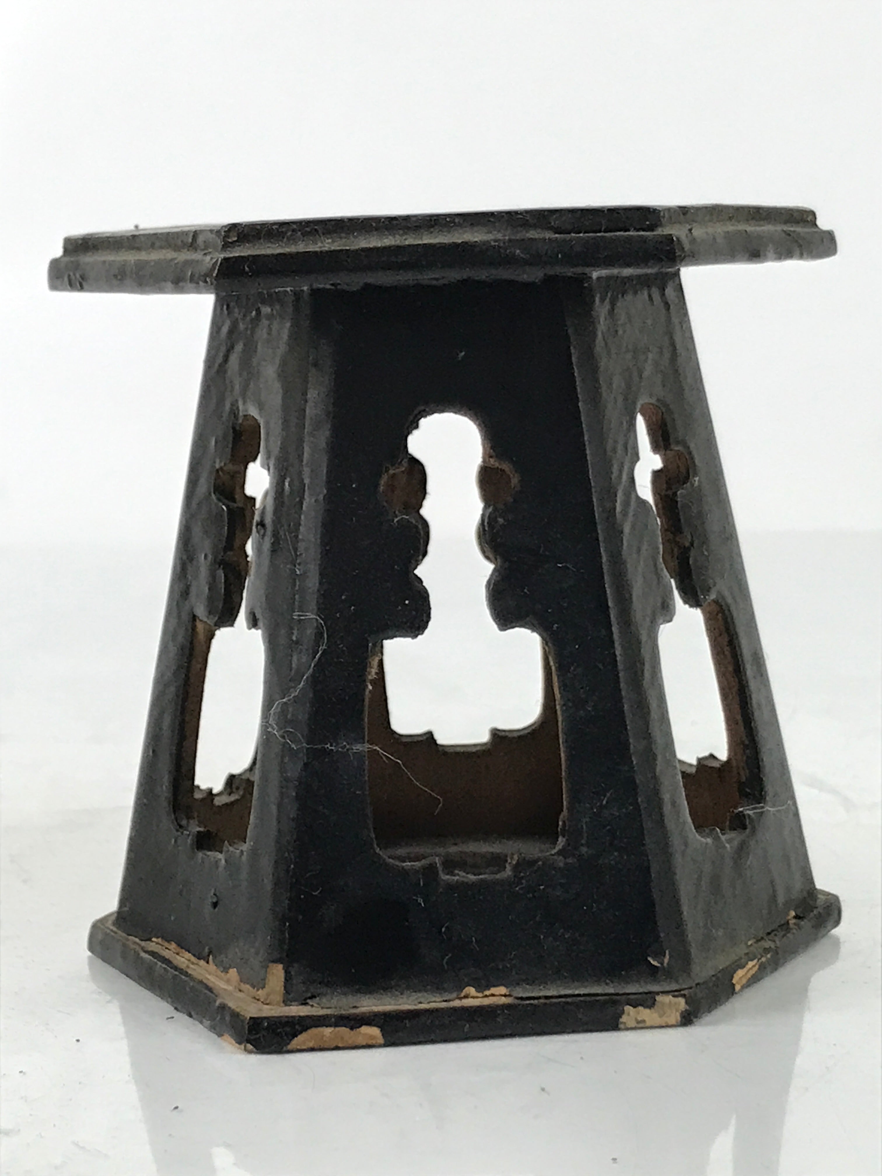Antique Japanese Buddhist Altar Offering Cup Stand Bukki Butsugu Gold Red BA524