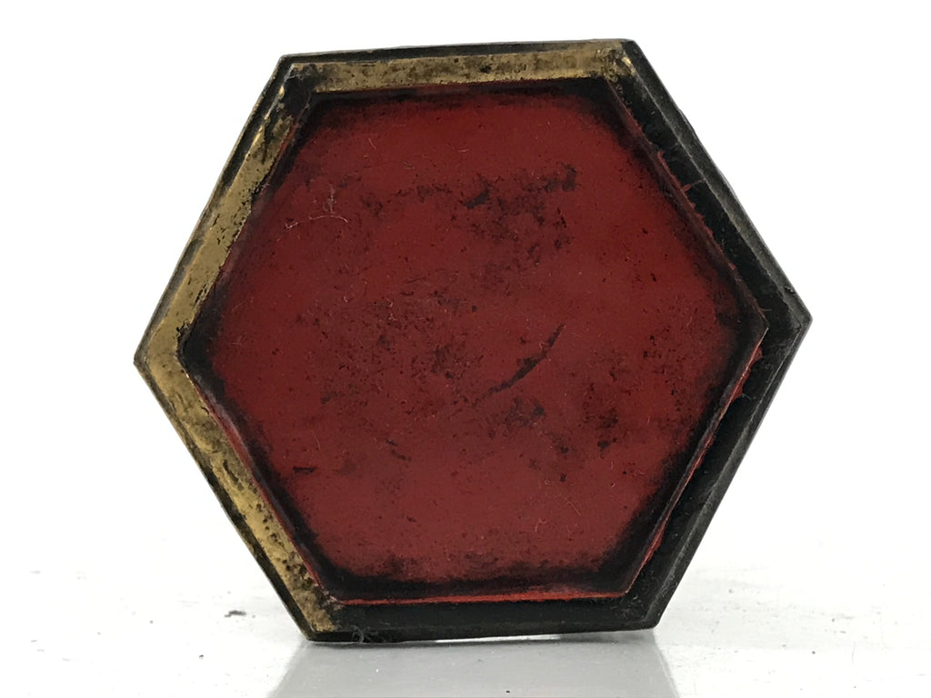 Antique Japanese Buddhist Altar Offering Cup Stand Bukki Butsugu Gold Red BA524