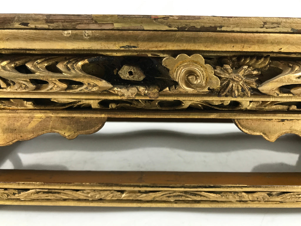 Antique Japanese Buddhist Altar Wood Lacquer Offering Table Maejoku Gold BA494