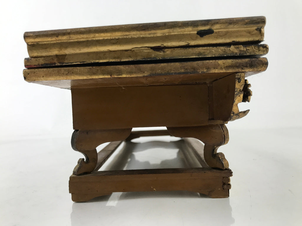 Antique Japanese Buddhist Altar Wood Lacquer Offering Table Maejoku Gold BA494