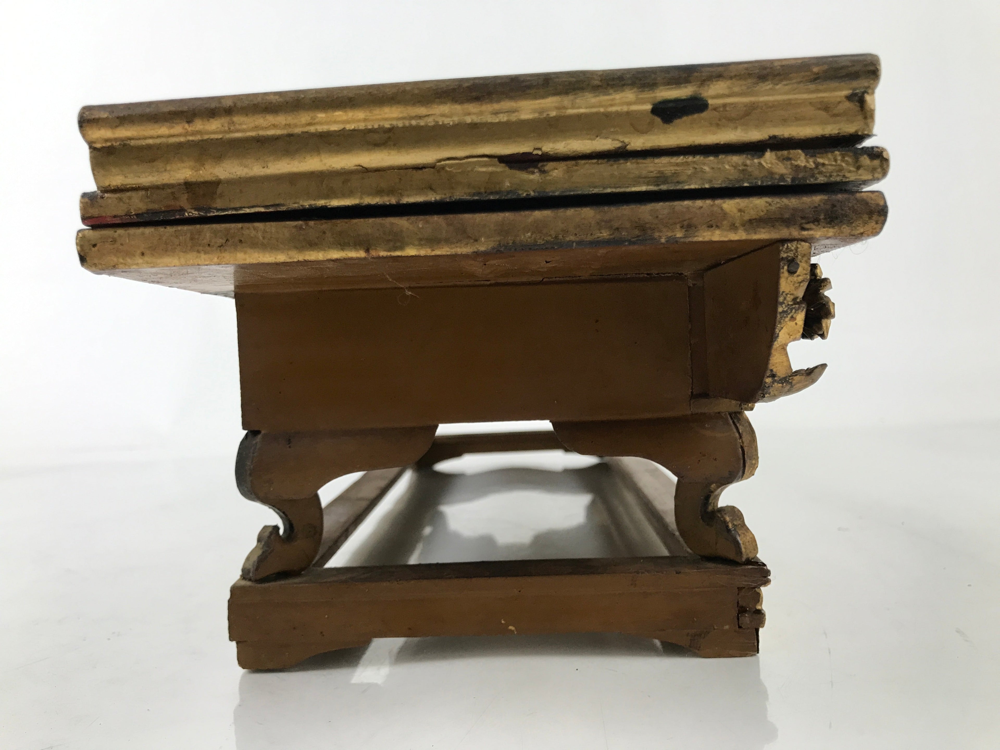 Antique Japanese Buddhist Altar Wood Lacquer Offering Table Maejoku Gold BA494