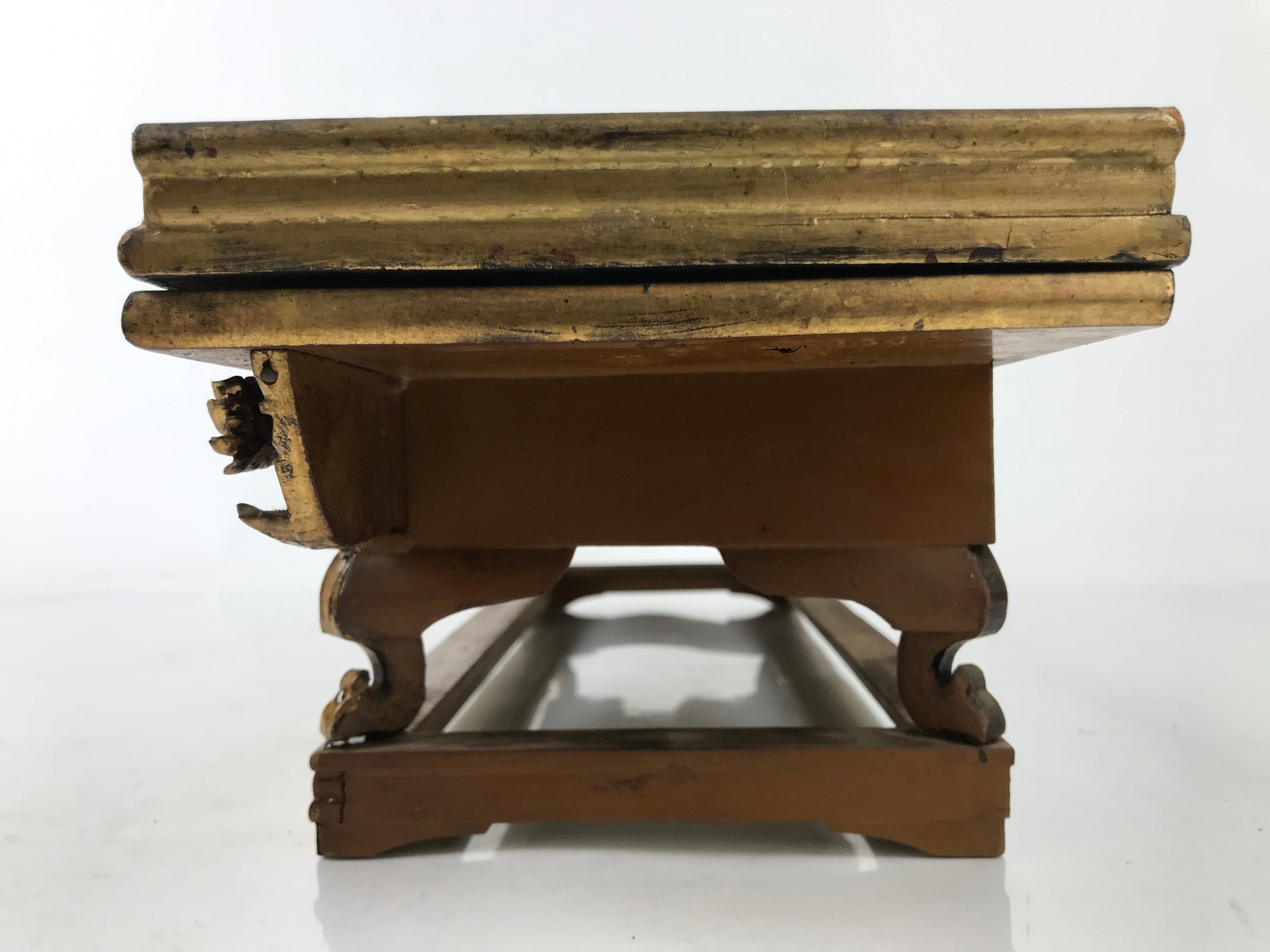 Antique Japanese Buddhist Altar Wood Lacquer Offering Table Maejoku Gold BA494