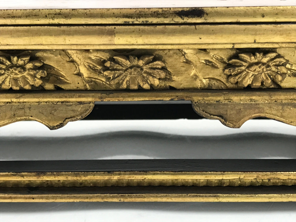 Antique Japanese Buddhist Altar Wood Lacquer Offering Table Maejoku Gold BA495
