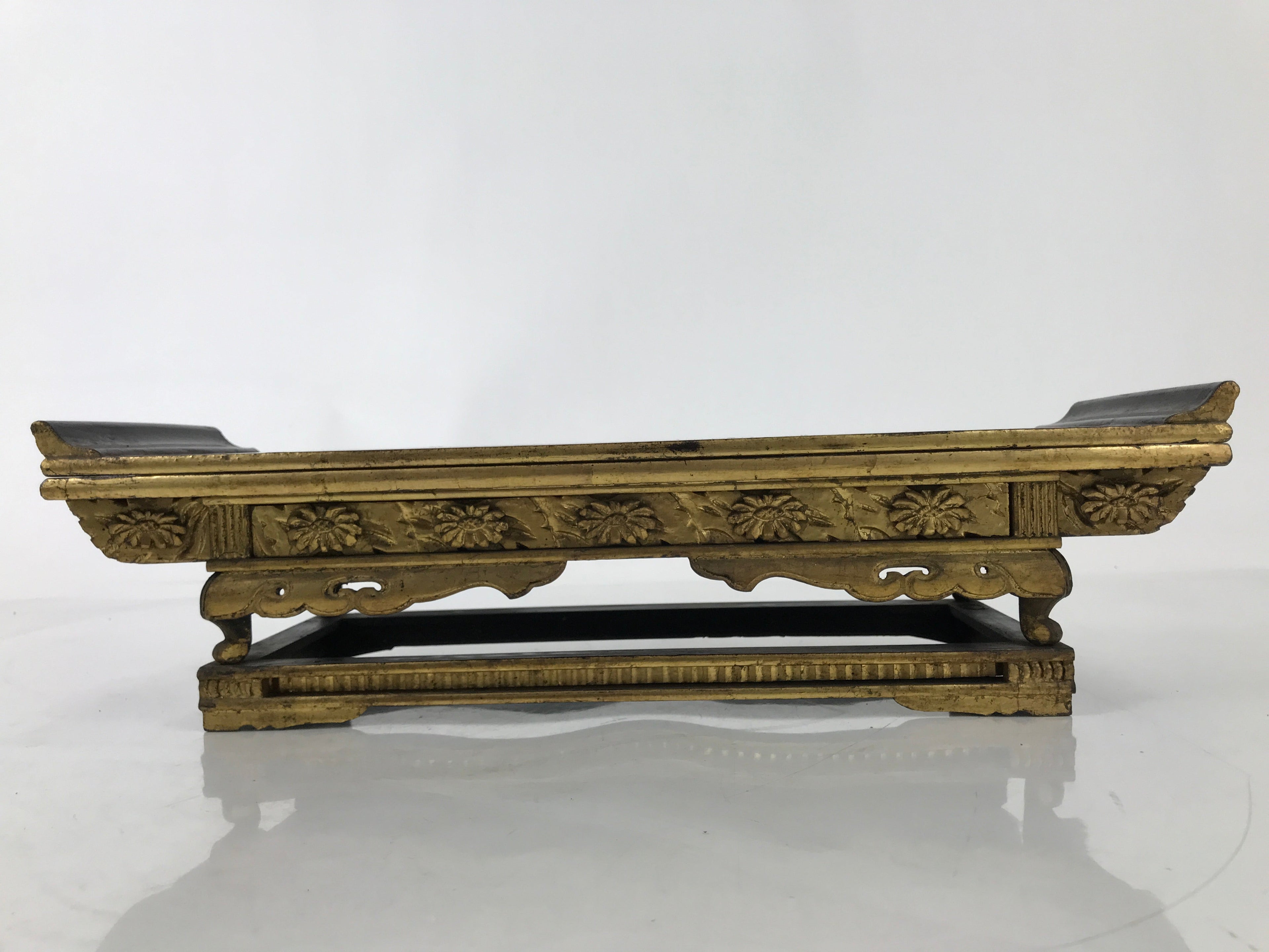 Antique Japanese Buddhist Altar Wood Lacquer Offering Table Maejoku Gold BA495