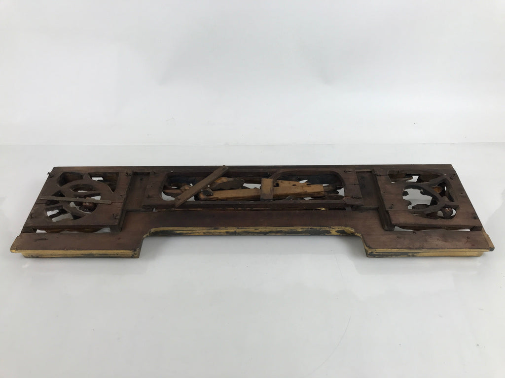 Antique Japanese Buddhist Altar Wood Lacquer Ranma Carved Bird Cloud Gold BA460