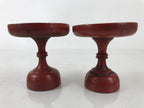 Antique Japanese Buddhist Altar Wooden Offering Stand Takatsuki 2pc Red BA522