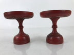Antique Japanese Buddhist Altar Wooden Offering Stand Takatsuki 2pc Red BA522