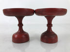 Antique Japanese Buddhist Altar Wooden Offering Stand Takatsuki 2pc Red BA522