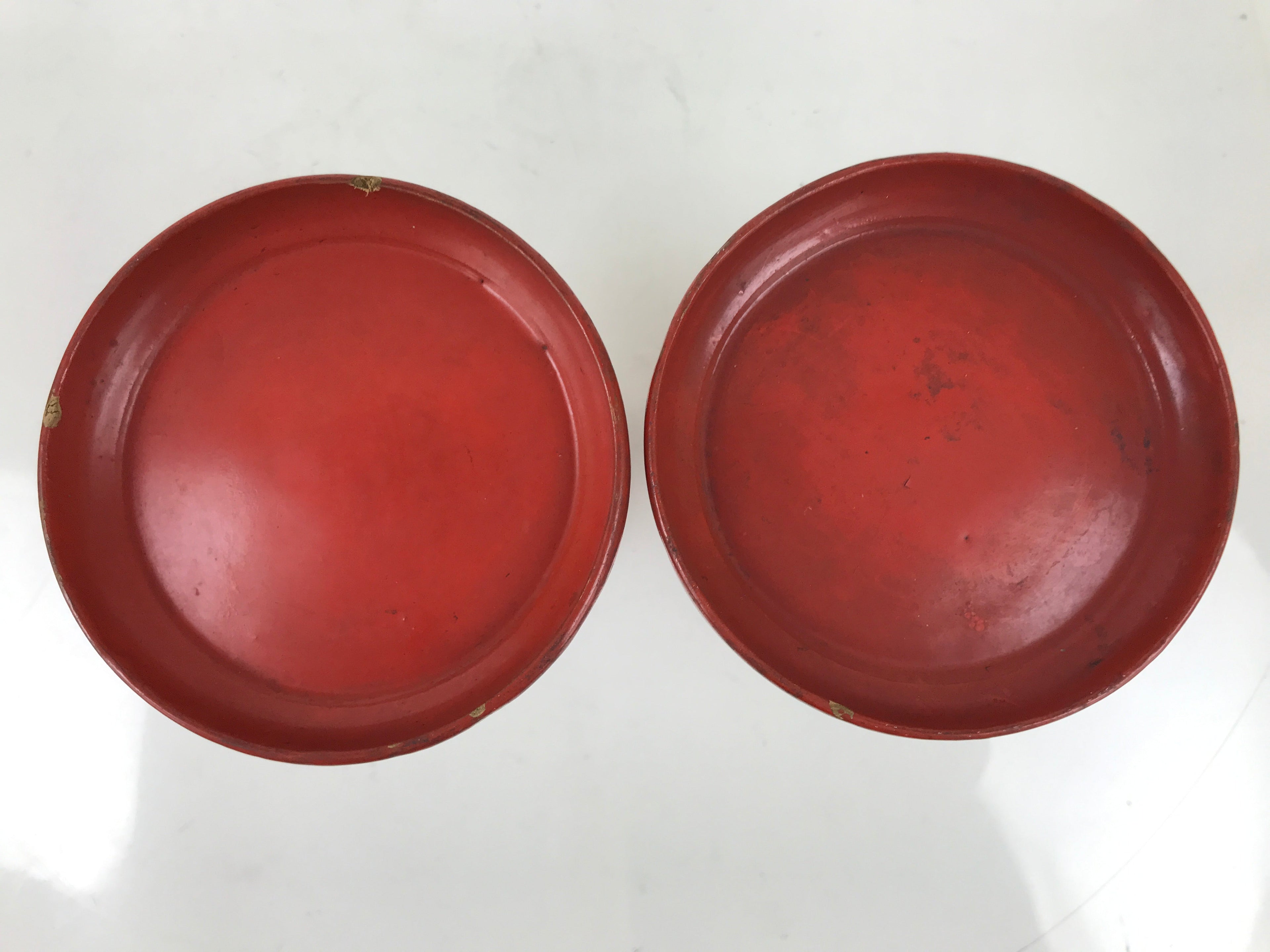Antique Japanese Buddhist Altar Wooden Offering Stand Takatsuki 2pc Red BA522