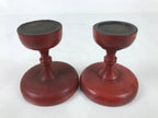 Antique Japanese Buddhist Altar Wooden Offering Stand Takatsuki 2pc Red BA522