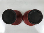 Antique Japanese Buddhist Altar Wooden Offering Stand Takatsuki 2pc Red BA522