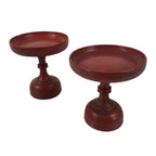 Antique Japanese Buddhist Altar Wooden Offering Stand Takatsuki 2pc Red BA522