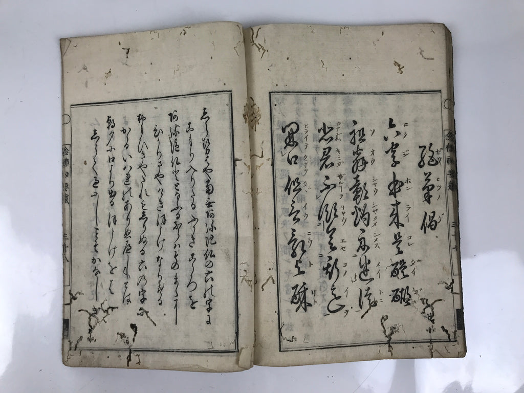 Antique Japanese Buddhist Book C1750 Nenbutsu Daigo Hiyozo Paper Blue BA605