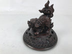 Antique Japanese Buddhist Bronze Incense Burner Koro Shishi Lion w/Stand BA708
