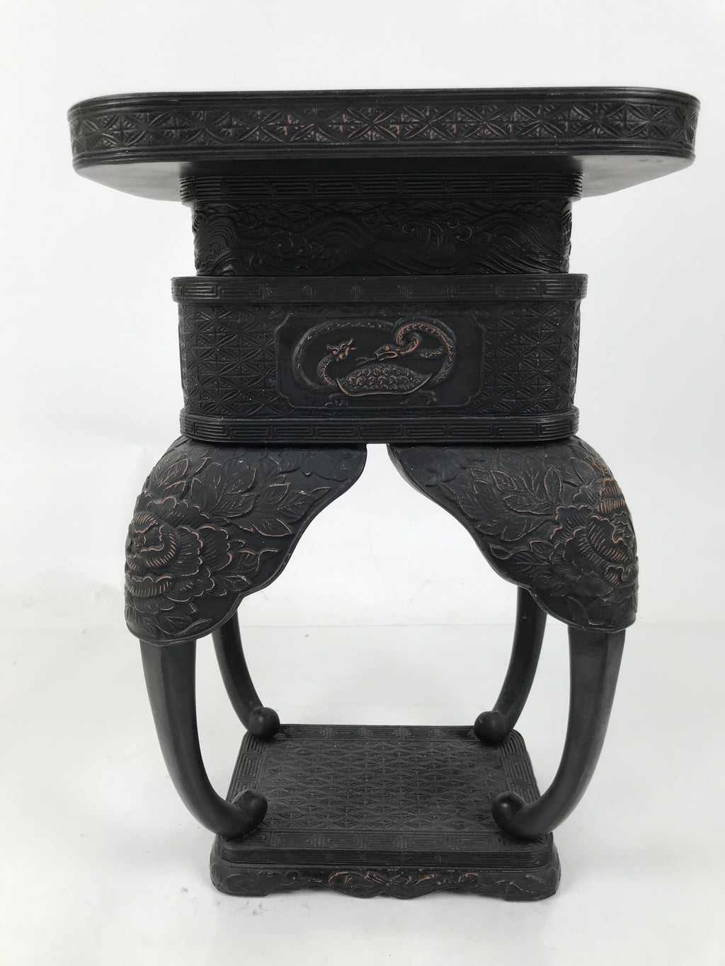 Antique Japanese Buddhist Bronze Incense Burner Koro Shishi Lion w/Stand BA708