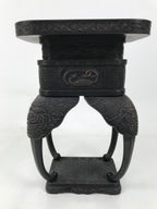 Antique Japanese Buddhist Bronze Incense Burner Koro Shishi Lion w/Stand BA708